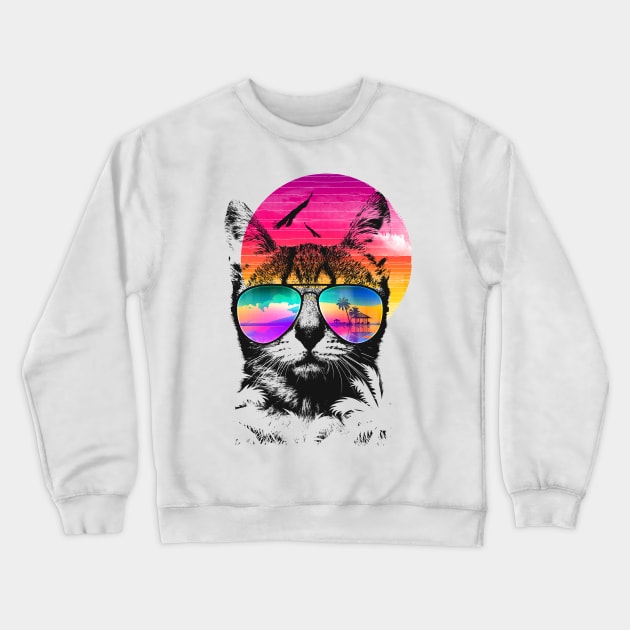 Summer Cat Crewneck Sweatshirt by clingcling